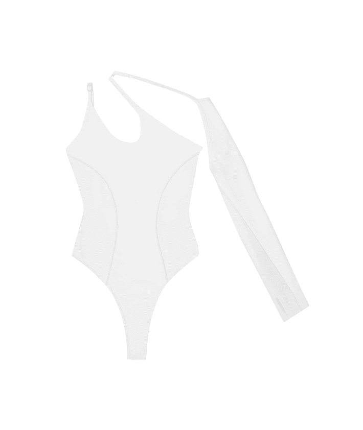 One Sleeve Bandage Bodysuit - White | Manière De Voir USA
