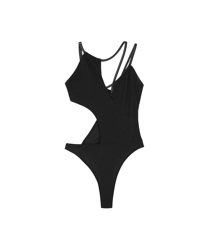 Ribbed Cut Out Bodysuit - Black | Manière De Voir