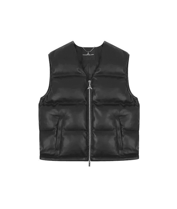 Vegan Leather Puffer Gilet - Black | Manière De Voir