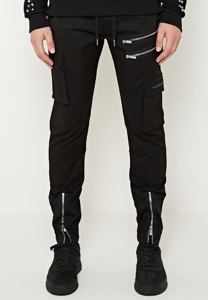 black zipper cargo pants