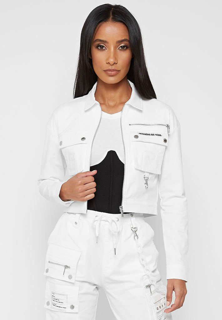 white cropped jacket