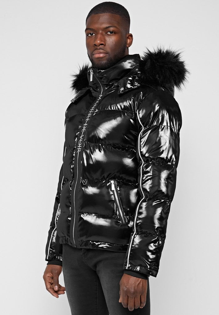 High Shine Puffer Jacket - Black 