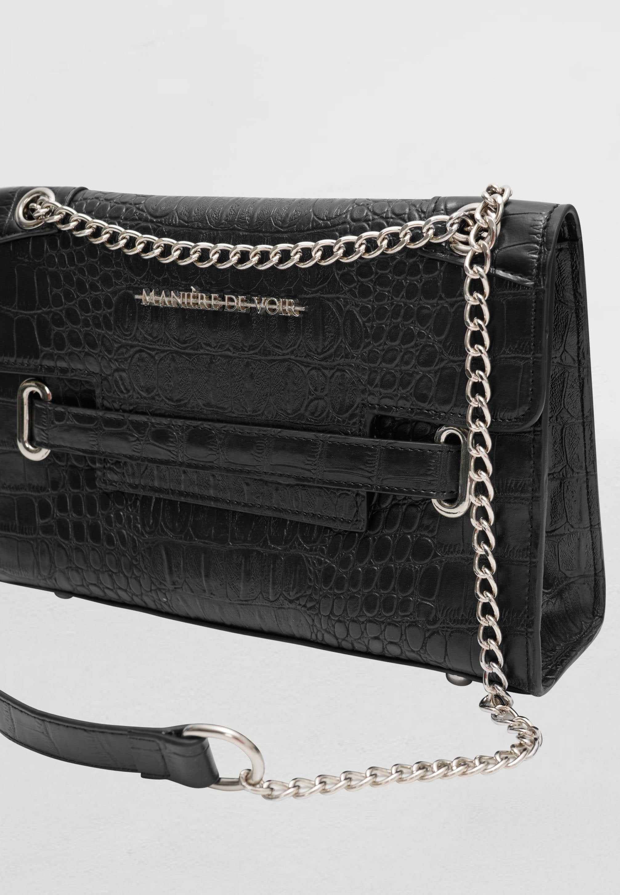 black vegan leather crossbody bag