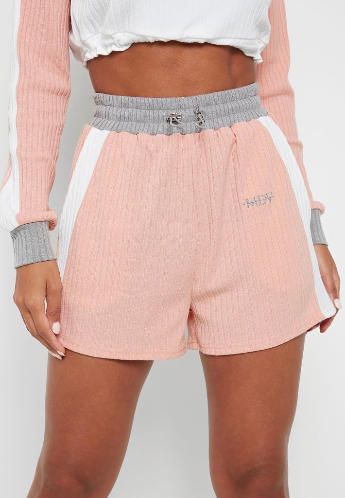 pink track shorts