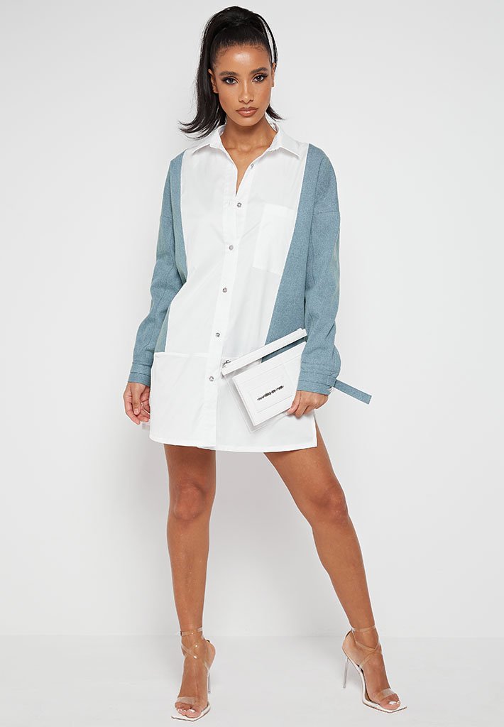 white denim shirt dress