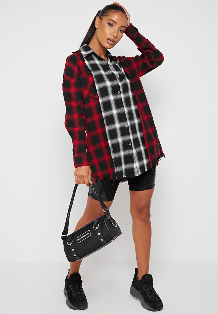 red and black oversized shirt