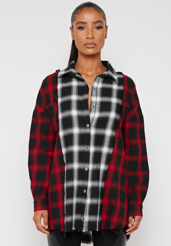 red and black oversized shirt