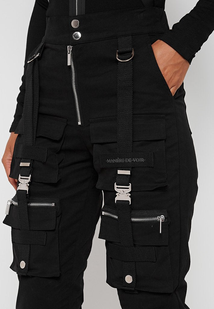 black buckle cargo trousers