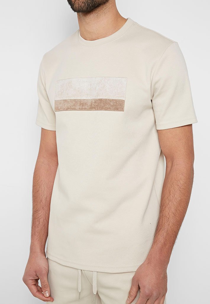 Suede Panel T Shirt - Beige | Manière De Voir