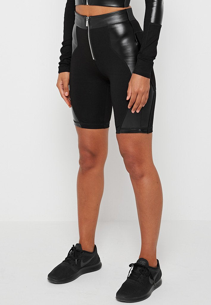 black leather cycling shorts