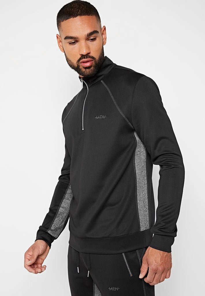 half zip pullover black