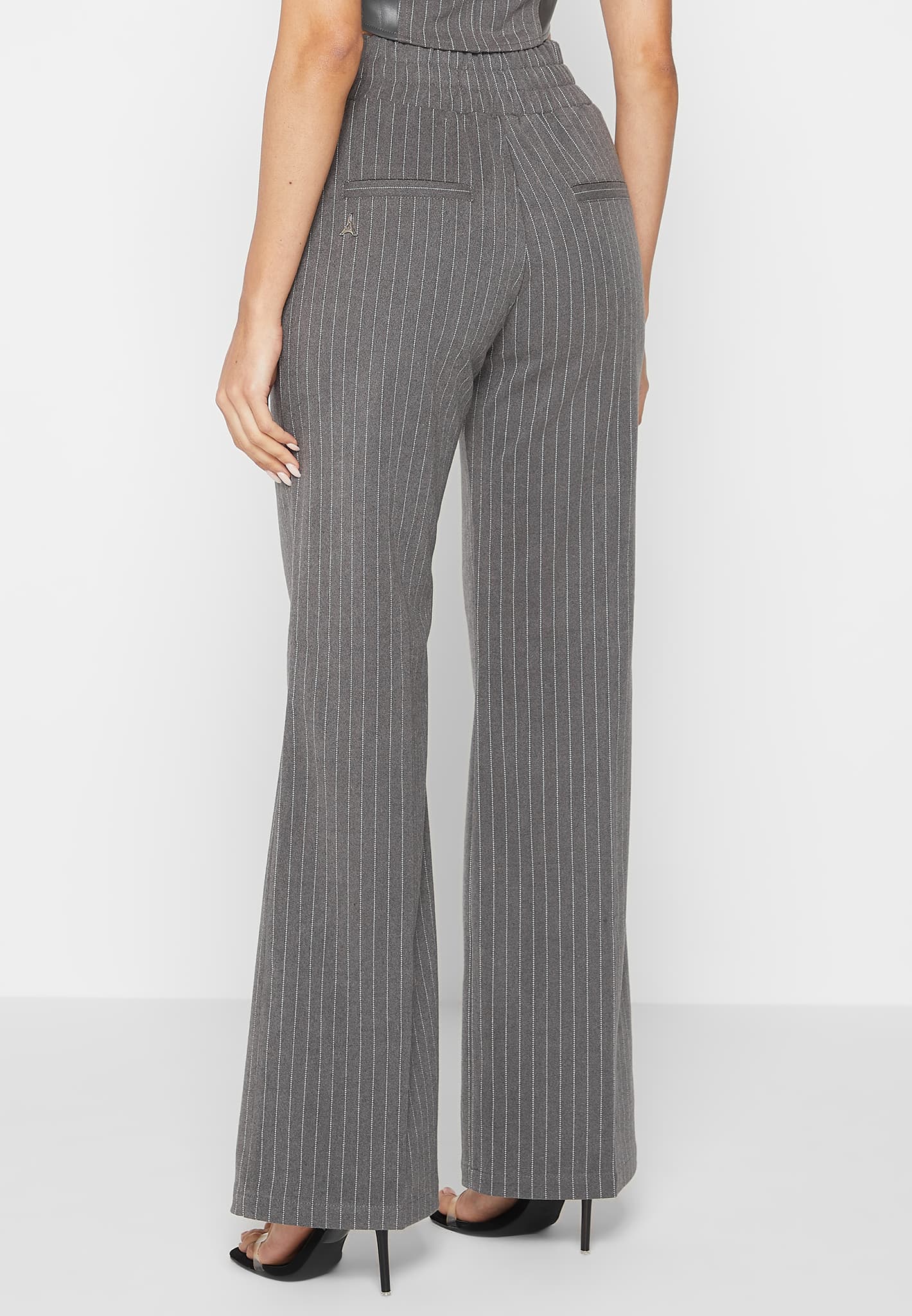 Pinstripe Wide Leg Trousers - Grey | Manière De Voir