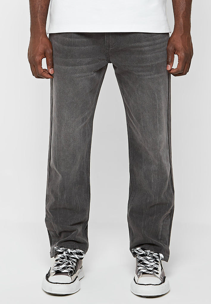 Straight Leg Jeans with Poppers - Stonewash Grey | Manière De Voir