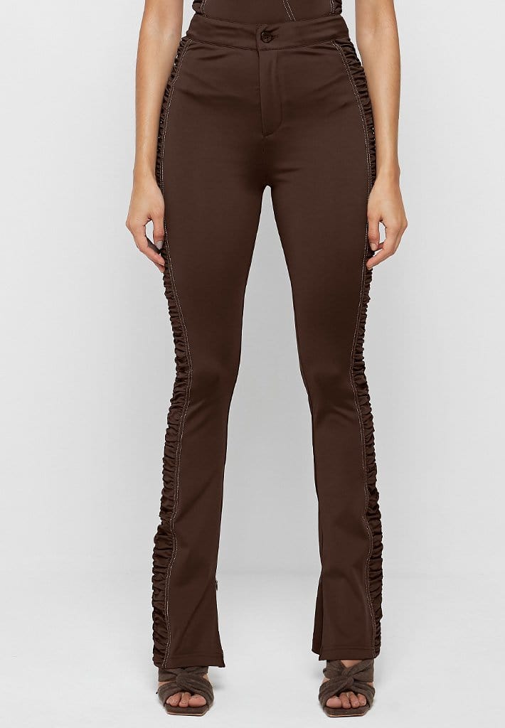 ASOS DESIGN side slit hem leggings in chocolate brown