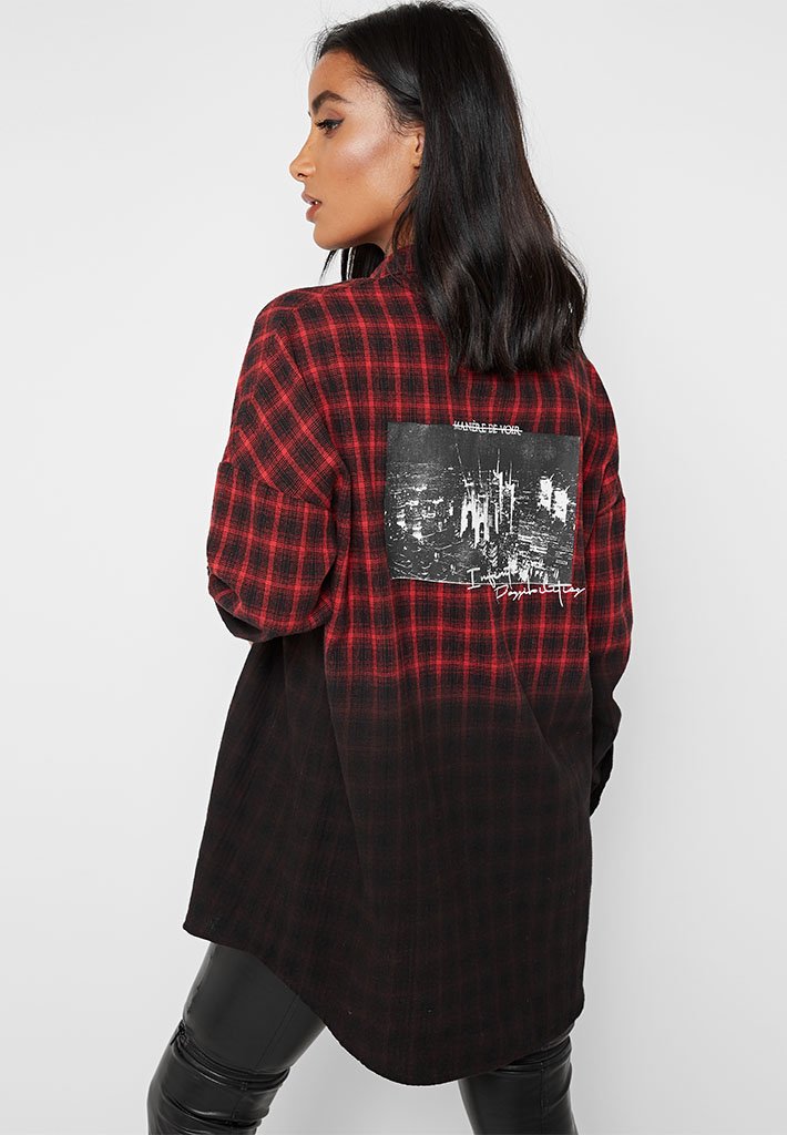 red and black oversized shirt