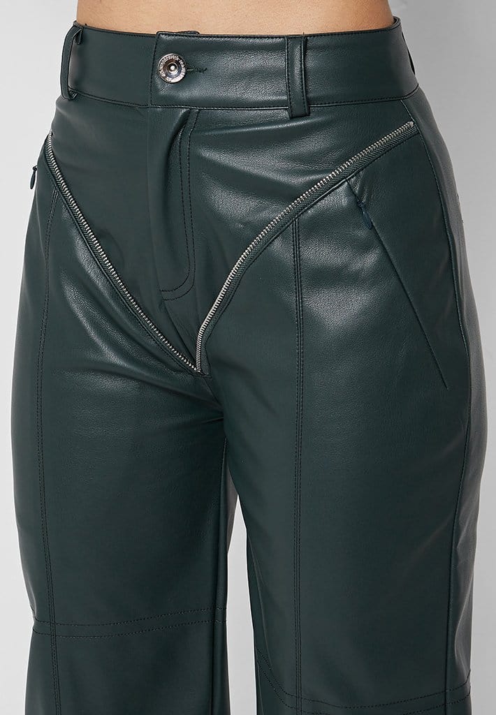 leather zip trousers