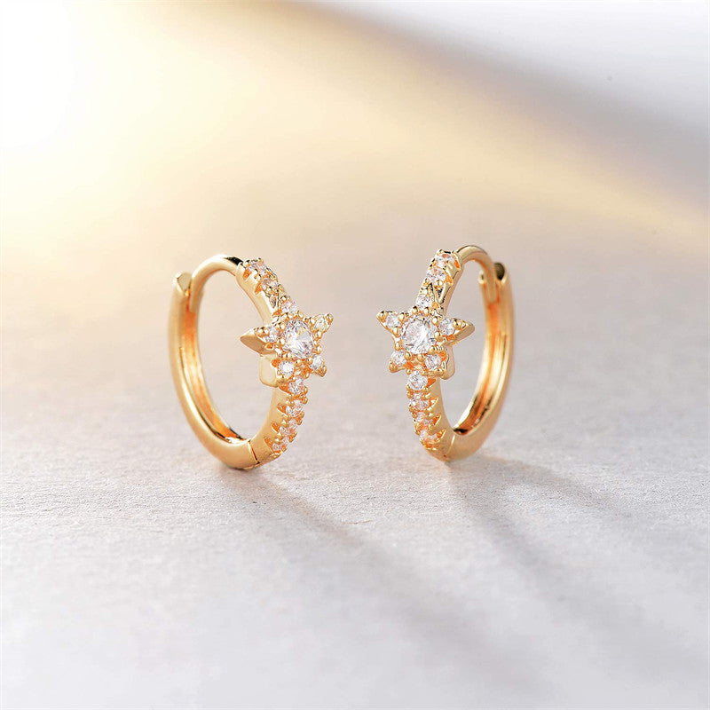 Gold Star Moissanite Huggie Hoop Earrings – Lane Woods Jewelry