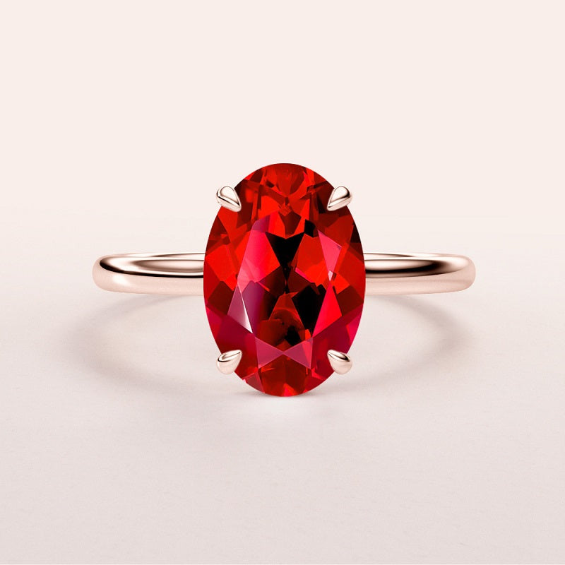 Oval Cut Solitaire Ruby Ring