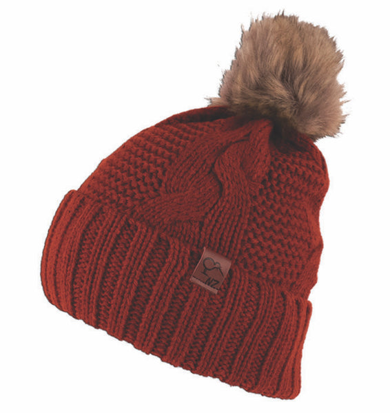 Fur Bobble  wool mix beanie hat ,three colour ways.