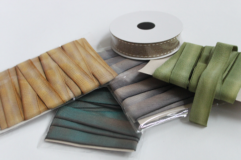 photo of natural ribbon in a variety of colours