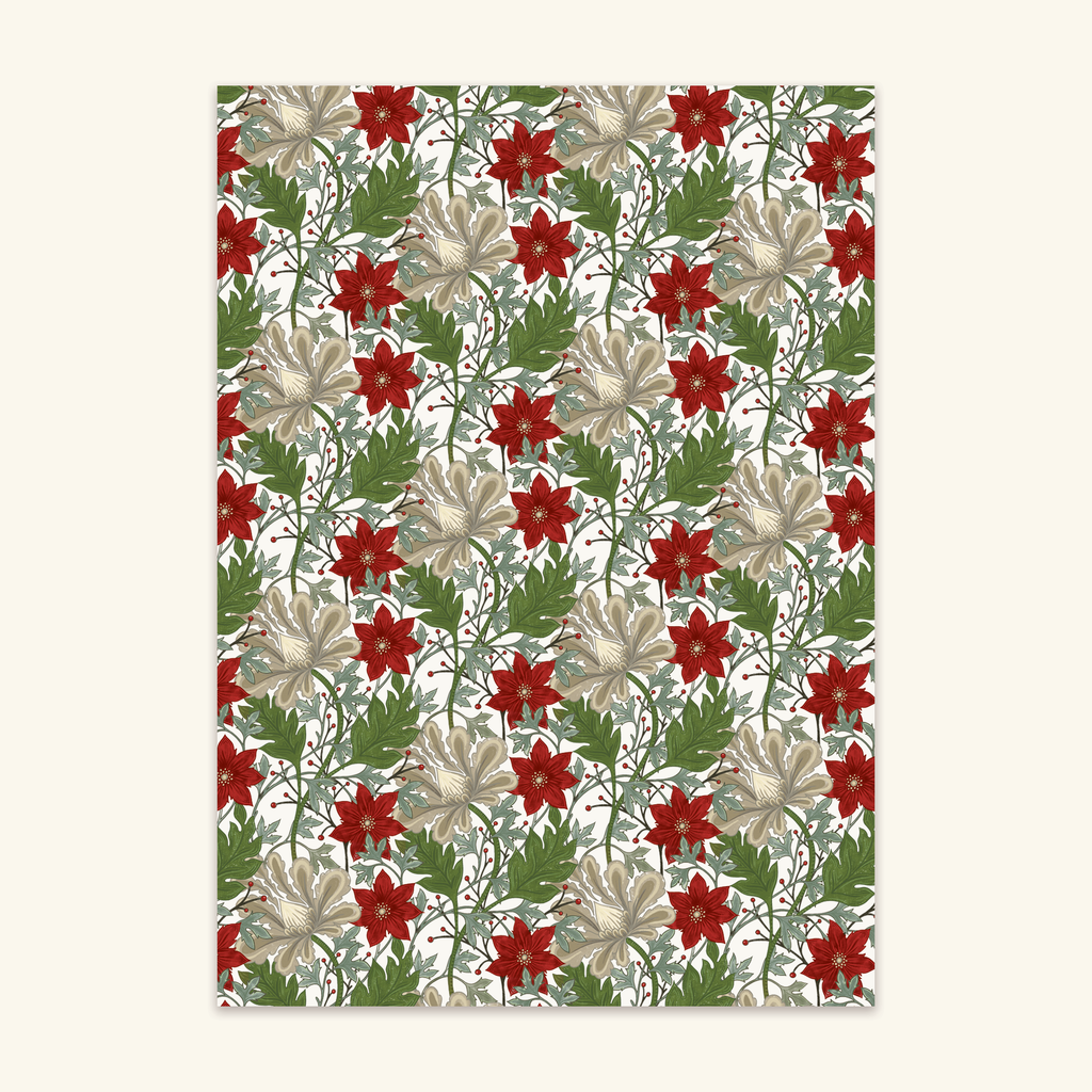 Floral Green - Gift Wrapping Paper (3 Sheets)