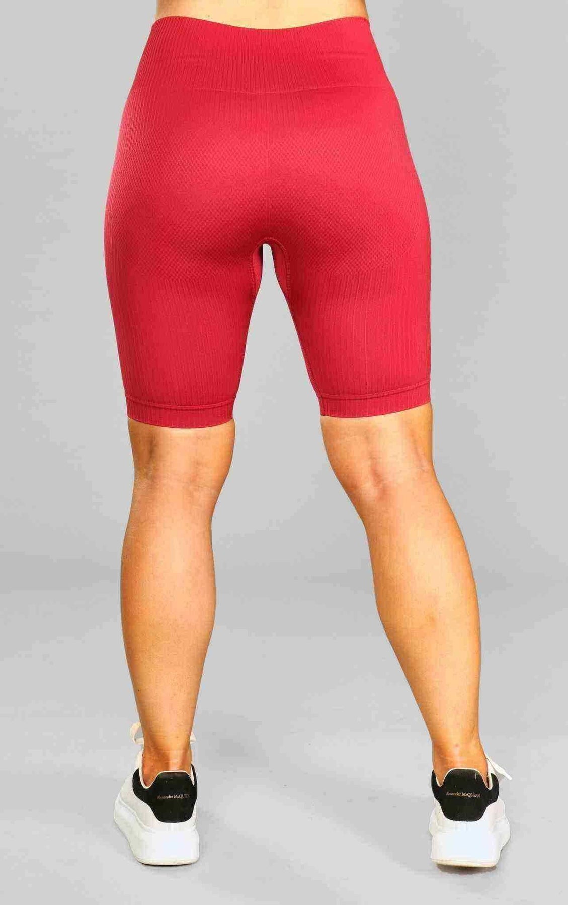 red cycling shorts