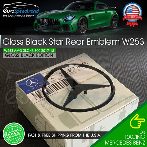 GLC W253 Matte Black Star Trunk Emblem Mercedes AMG GLC43 GLK Rear Log