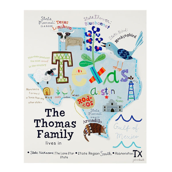 Personalized Family state art for mothers day