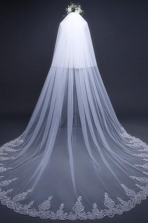 cream wedding veil