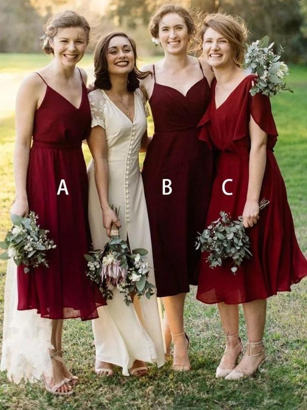 mismatched burgundy bridesmaid dresses