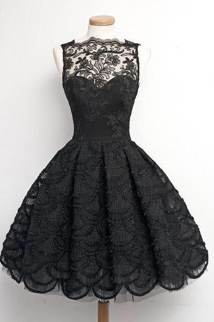 black lace knee length dress