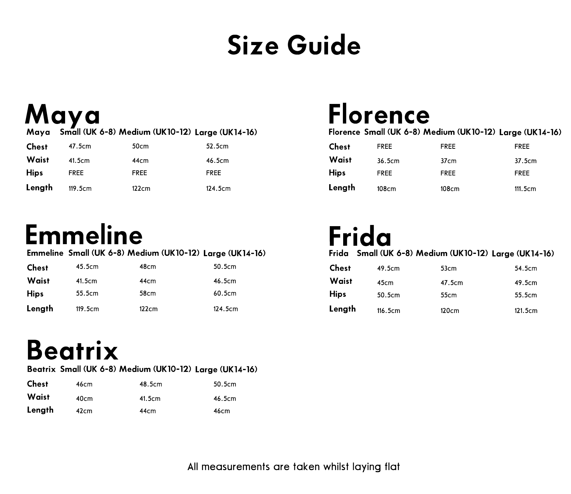 Deidei Size Guide