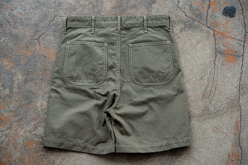 40's USMC Shorts Olive Herringbone 10 oz/ One-Wash – TCB JEANS