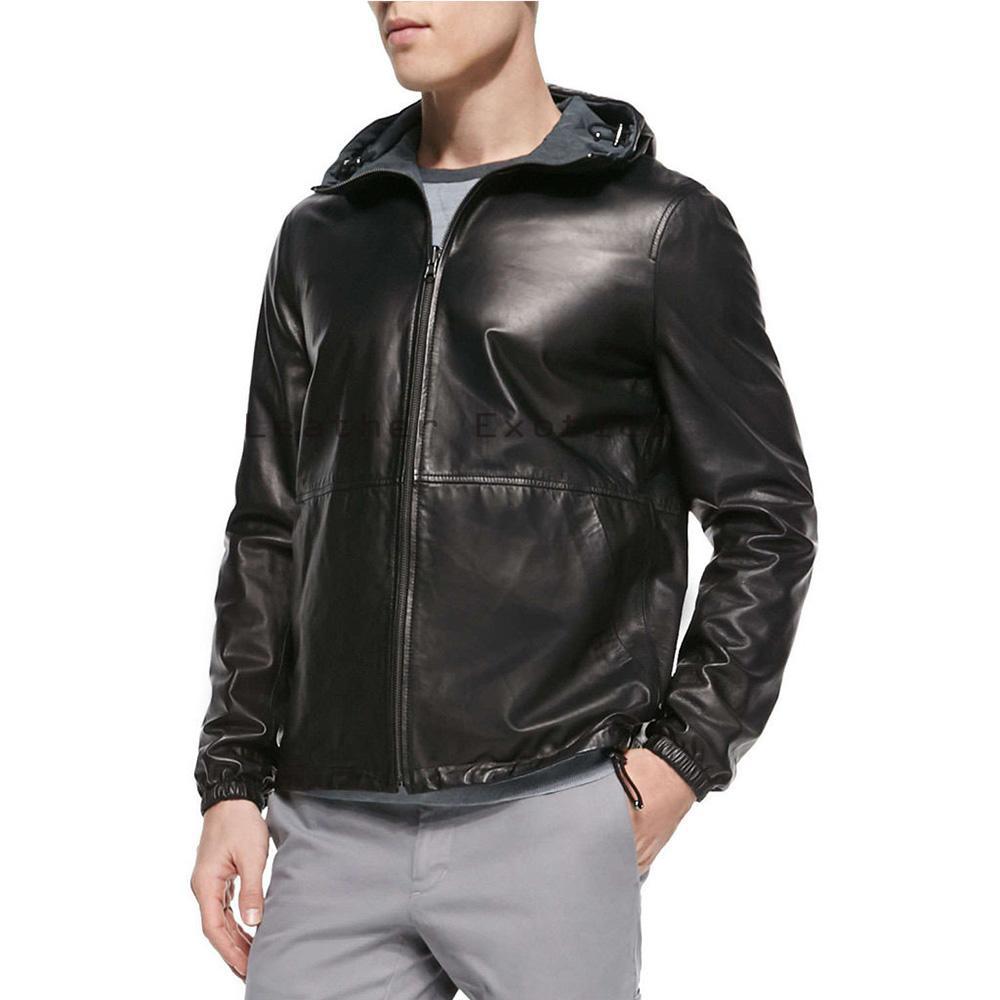 hooded leather