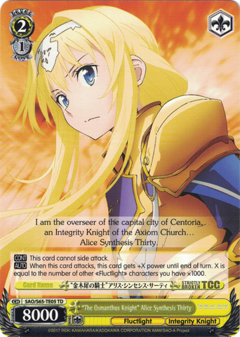 SAO/S65-TE05 "The Osmanthus Knight" Alice Synthesis Thirty - Sword Art Online -Alicization- Trial Deck English Weiss Schwarz Trading Card Game