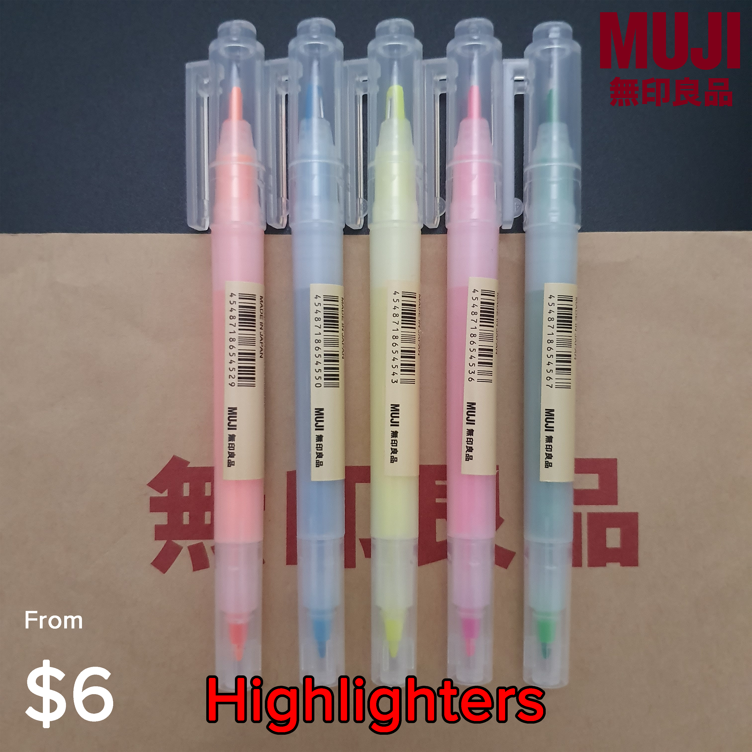 muji highlighters pastel