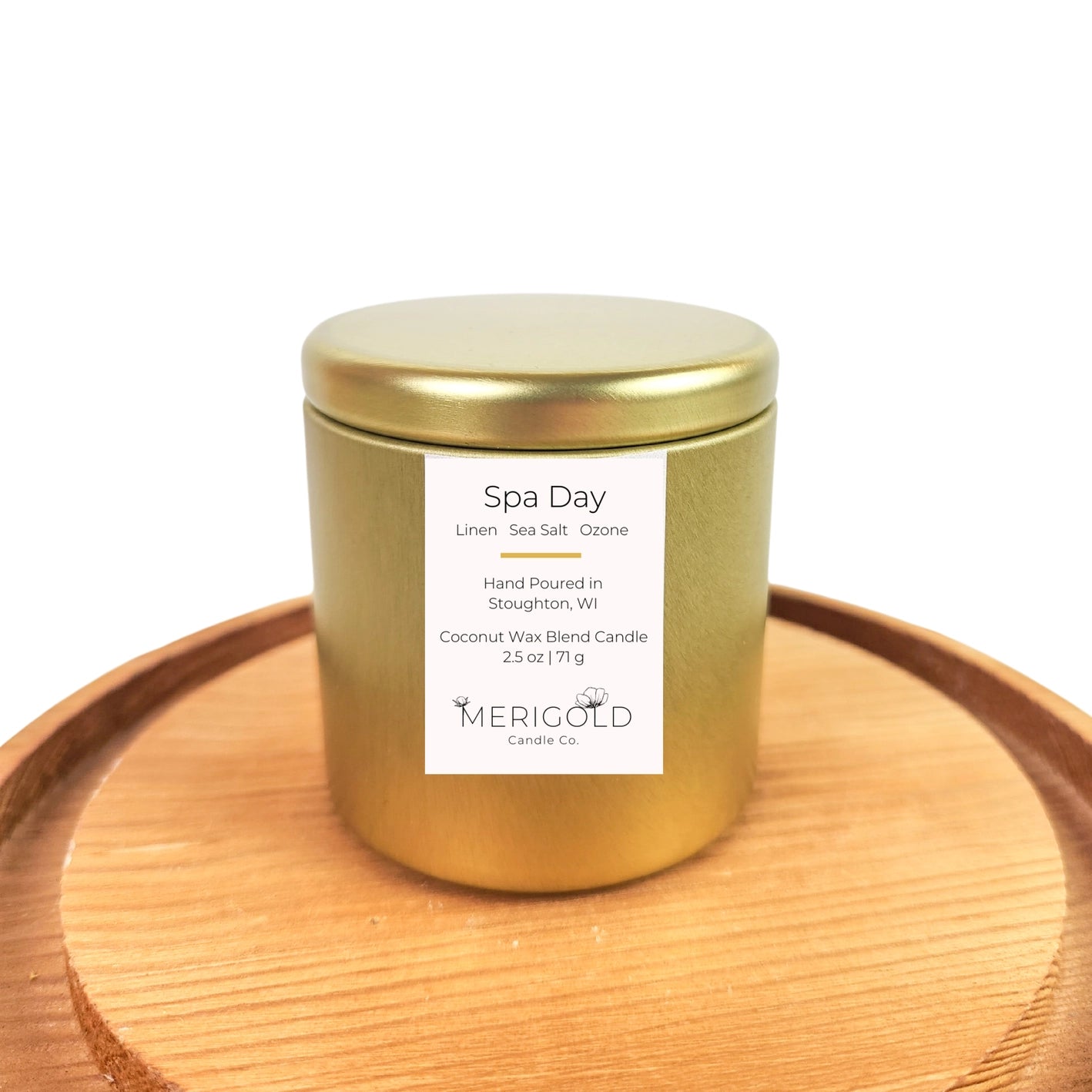 Spa Day Linen Mini Gold Tin Candle 3.5oz