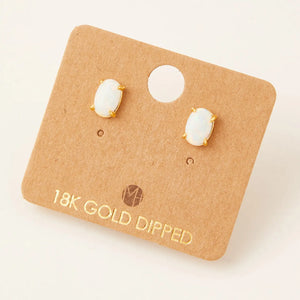 Gold Opal Stone Stud Earrings - Evie and Co Boutique