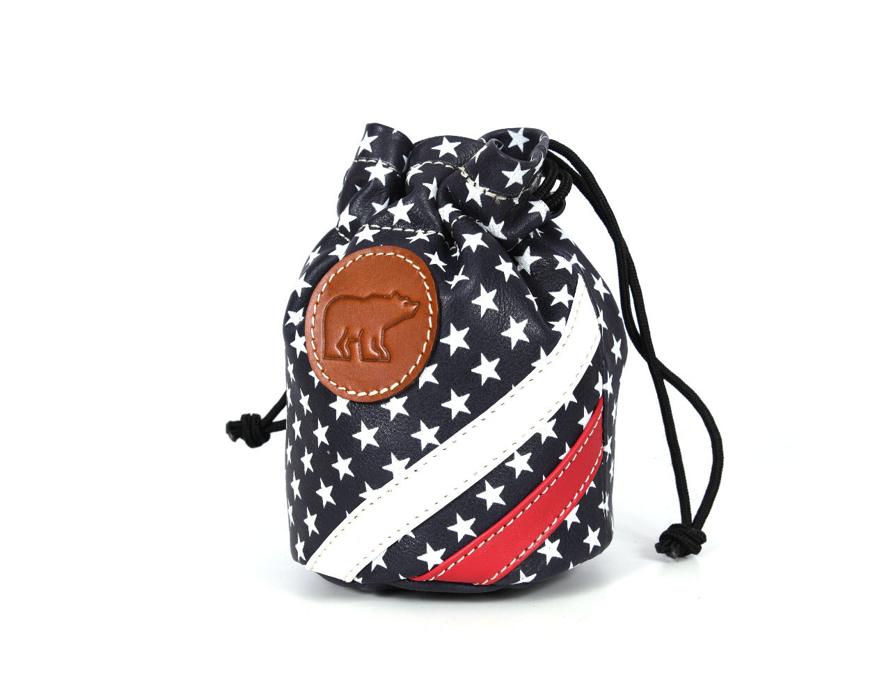 RedwhiteblueGOLDENBEARleatherpouch0909