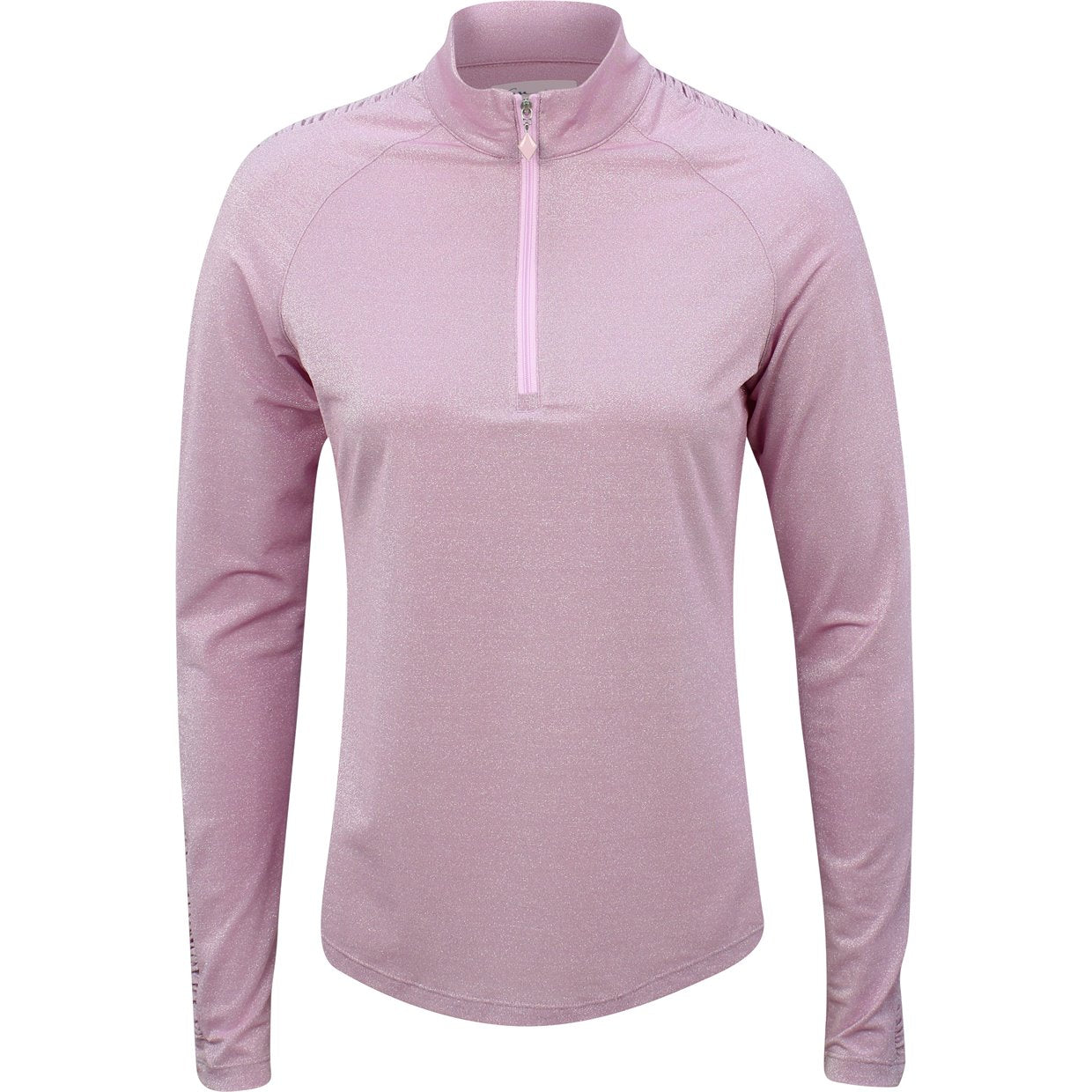 Greg Norman L/S Ruched Lurex 1/4 Zip Mock Polo