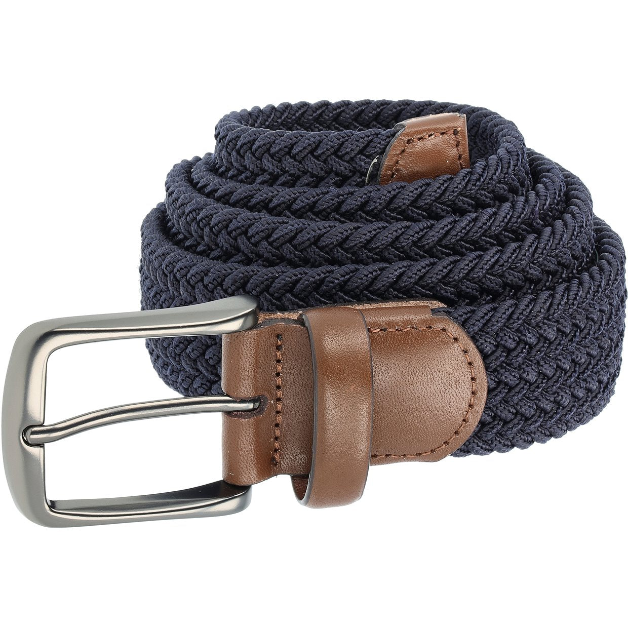 Men's Leather Tab Solid Color Braided Belt at Sportif