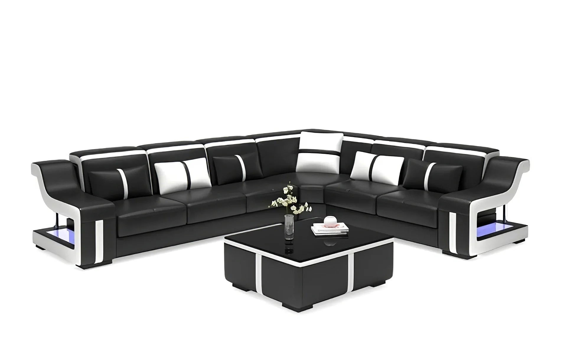 Corner Sectional in Lisa Leather with Built-in LED Light