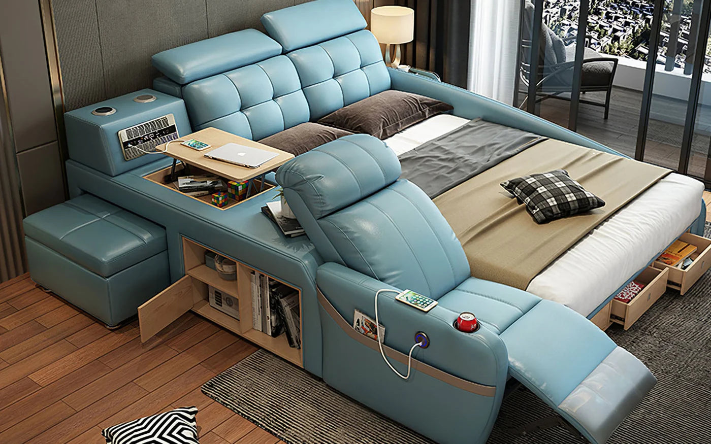 Futuristic Blue Monica Multifunctional Smart Bed - A Revolutionary Piece of Furniture