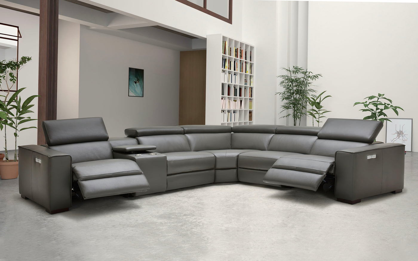 saran 7-pc leather sectional sofa