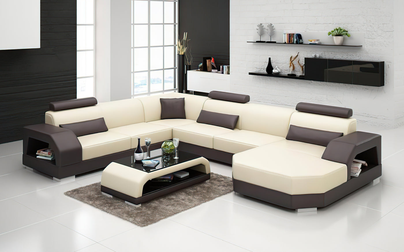 Luxi Modern U-Shape Leather Sectional – Jubilee Furniture