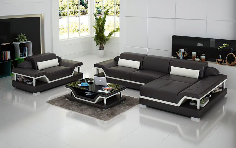 Taliya Mini Modern Leather Sectional with Chaise – Jubilee Furniture