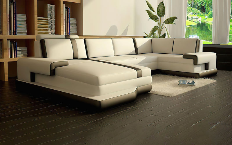 Modern Pawnee Leather Sectional U Shape-Chaise Lounge|Jubilee Modern