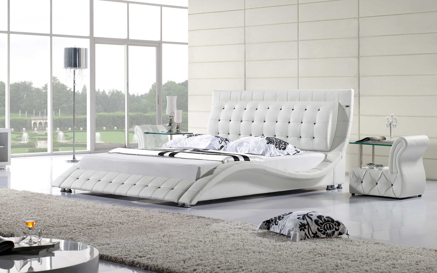 Demon Play parlement Dom Odin Curved Modern Leather Platform Bed| [Ultra-Modern] Futuristic Bed –  Jubilee Furniture
