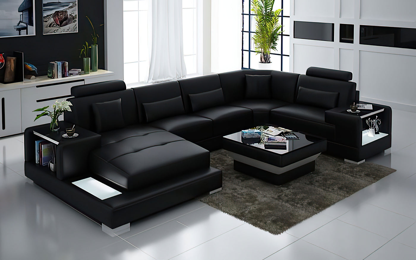 Giana Modern U-Shape Leather Sectional – Jubilee Furniture
