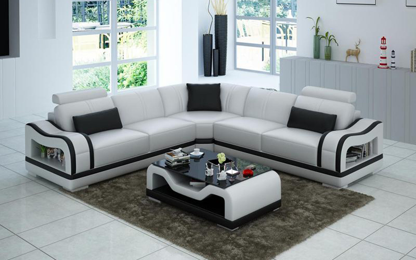 Asland Modern Leather Sectional – Jubilee Furniture